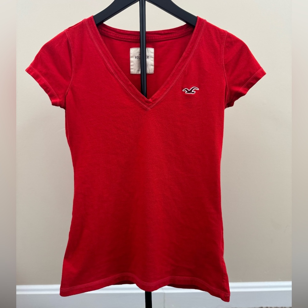 Hollister Red Fitted Short Sleeve T-Shirt